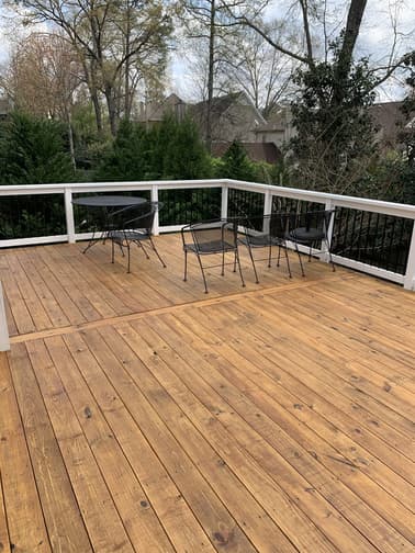 Professional deck staining process and expert application in Chelsea, AL.