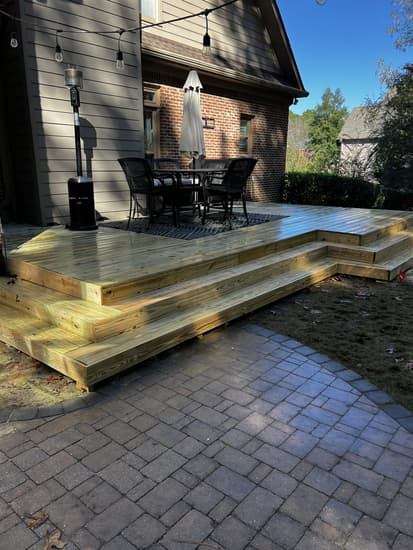 Mechanical deck sanding for restoration in Hoover, AL, to prepare for staining