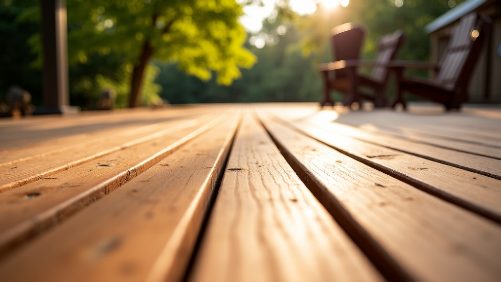 Deck restoration process overview with a cleaned wooden deck section.
