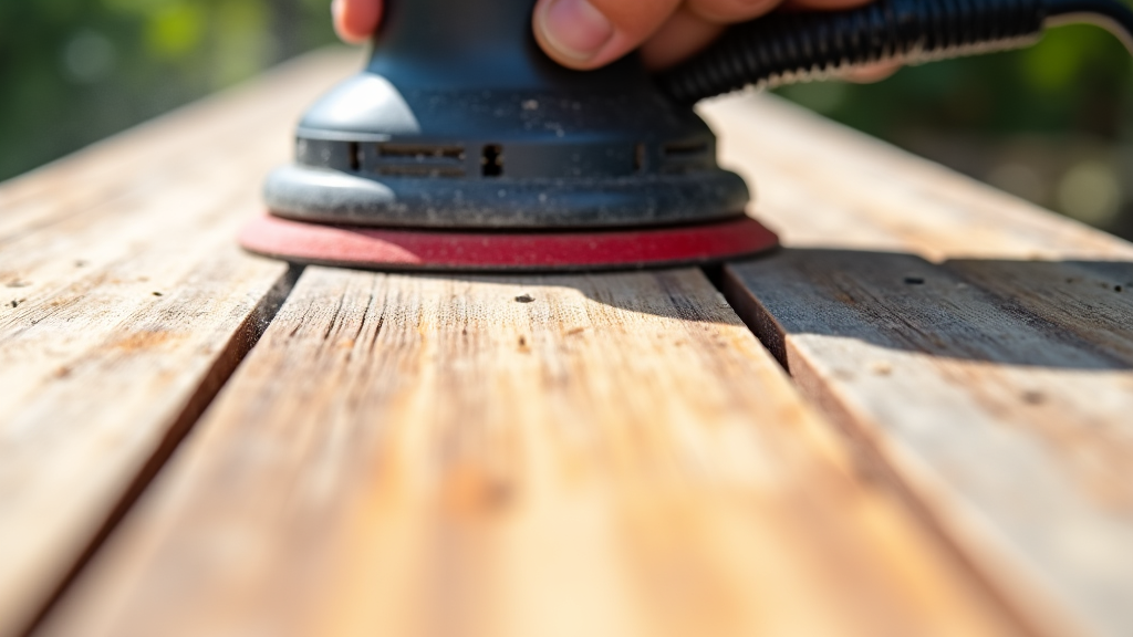 Deck sanded smooth in a mountain brook home